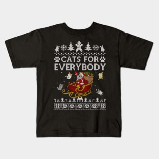 Cats For Everybody Christmas Cute Cat Lover Ugly Sweater Kids T-Shirt